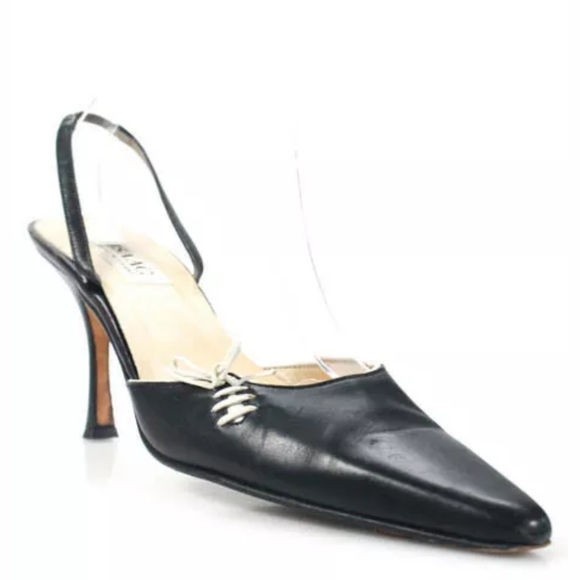 Isaac Mizrahi Shoes - ISAAC MIZRAHI BLACK LEATHER POINTED TOE STILETTO